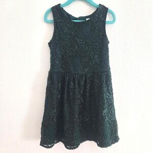 The Childrens Place Girls Green Glitter Lace Keyhole Back Dress Size 6